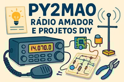 Ilustração de rádio amador e projetos DIY, representando novidades e informações do site PY2MAO Ilustração de rádio amador e projetos DIY, representando novidades e informações do site PY2MAO